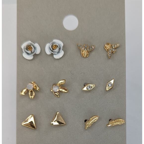 Set of 12 Earrings Firefly Roses Studs Huggie by BP - Picture 2 of 5